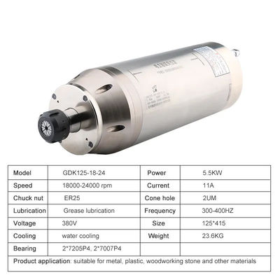 Air Cooled Water Cool 4.5kw 5.5kw 24000rpm Bearings ER25 Cnc Router Electric Spindle